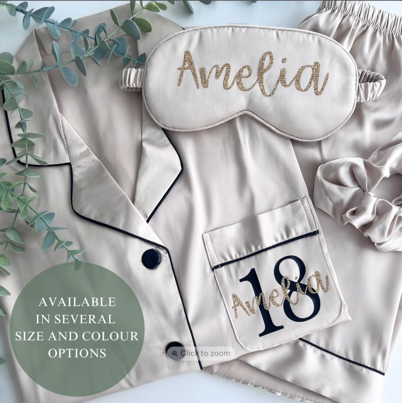 PERSONALISED LUXURY SATIN MILESTONE BIRTHDAY PYJAMAS - COMPLETE SET