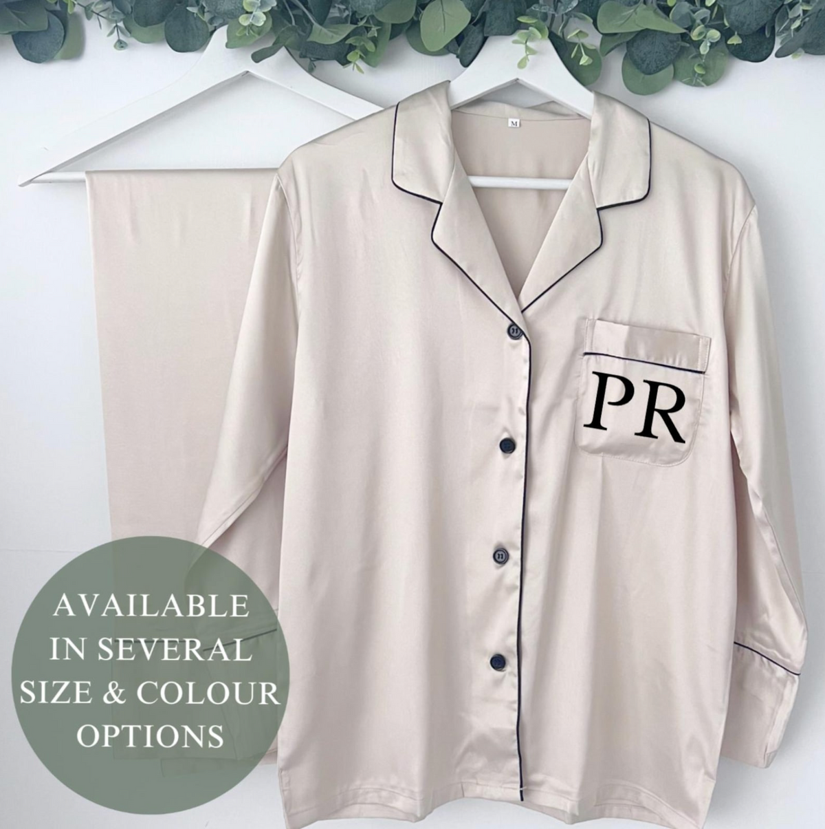 Check Personalised Pyjamas Personalised Long Satin Pyjama Set with Initials| Custom Sleepwear ...