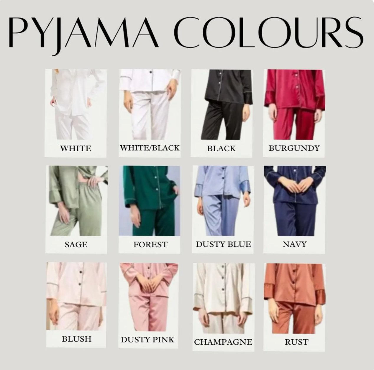 INITIAL LUXURY LONG SATIN PYJAMAS - COMPLETE SET