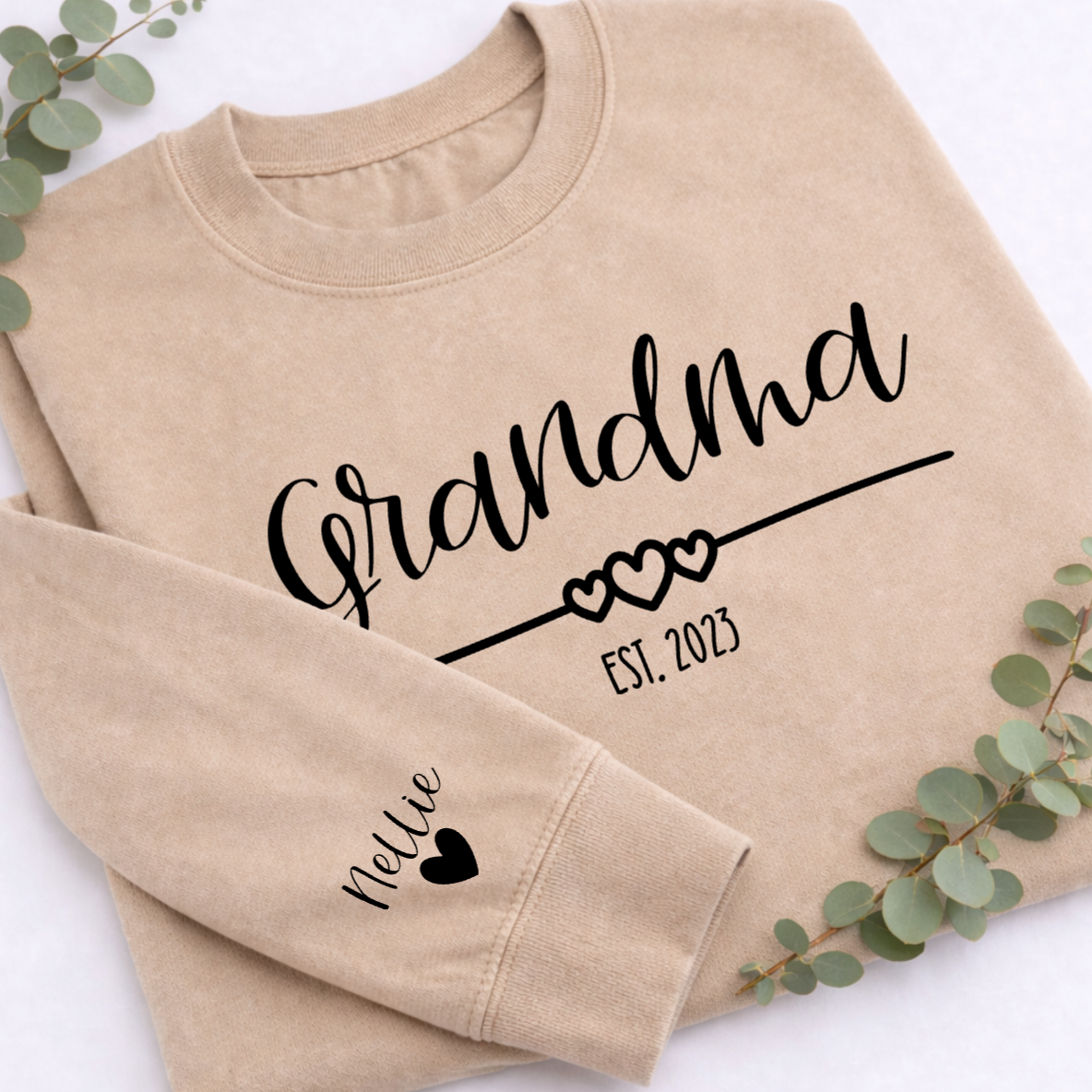 GRANDMA EST HEART PERSONALISED SWEATER