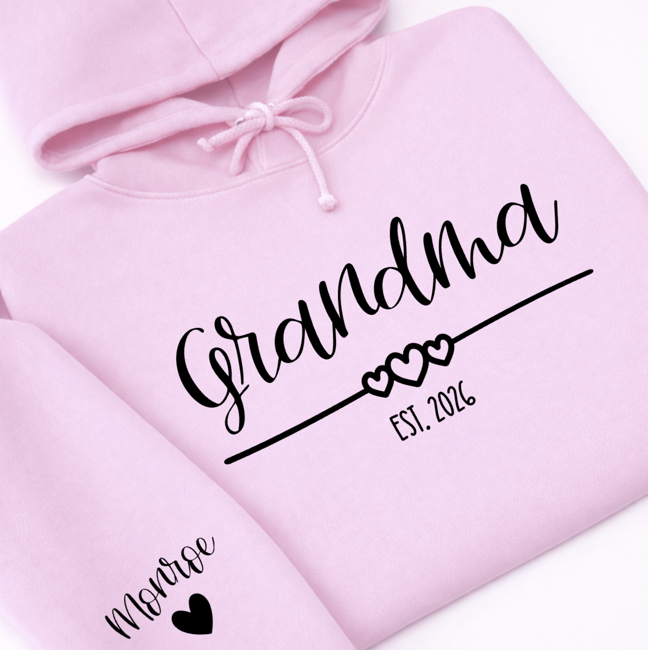 GRANDMA EST HEART PERSONALISED HOODIE