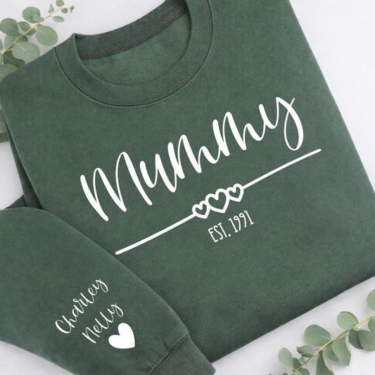 MUMMY EST HEART PERSONALISED SWEATER